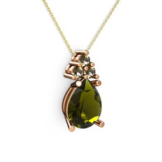 Madiva Kolye - Peridot ve dumanlı kuvars 18 ayar rose altın kolye (40 cm altın rolo zincir) #110oboy