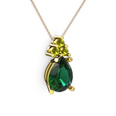 Madiva Kolye - Yeşil kuvars ve peridot 925 ayar altın kaplama gümüş kolye (40 cm rose altın rolo zincir) #1296z8g