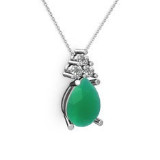 Madiva Kolye - Kök zümrüt ve swarovski 8 ayar beyaz altın kolye (40 cm gümüş rolo zincir) #15j3m2p