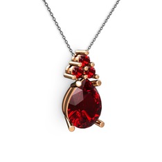 Madiva Kolye - Garnet 14 ayar rose altın kolye (40 cm gümüş rolo zincir) #170dikf