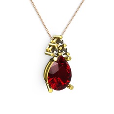 Madiva Kolye - Garnet ve dumanlı kuvars 925 ayar altın kaplama gümüş kolye (40 cm rose altın rolo zincir) #1d6aazr