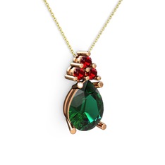 Madiva Kolye - Yeşil kuvars ve garnet 14 ayar rose altın kolye (40 cm altın rolo zincir) #1eifzo8