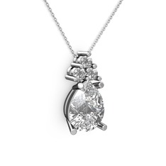 Madiva Kolye - Swarovski ve beyaz zirkon 18 ayar beyaz altın kolye (40 cm beyaz altın rolo zincir) #1eq9tow