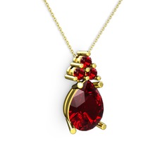Garnet 8 ayar altın kolye (40 cm gümüş rolo zincir)