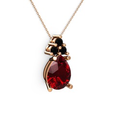 Madiva Kolye - Garnet ve siyah zirkon 925 ayar rose altın kaplama gümüş kolye (40 cm gümüş rolo zincir) #1kgmorf