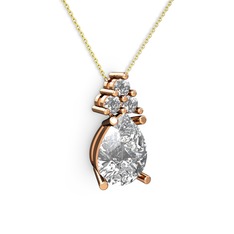 Madiva Kolye - Swarovski ve beyaz zirkon 14 ayar rose altın kolye (40 cm altın rolo zincir) #1u854r4