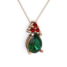 Madiva Kolye - Yeşil kuvars ve garnet 925 ayar rose altın kaplama gümüş kolye (40 cm rose altın rolo zincir) #1w39au0