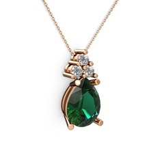 Madiva Kolye - Yeşil kuvars ve swarovski 8 ayar rose altın kolye (40 cm rose altın rolo zincir) #5gfdn8