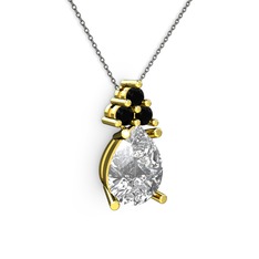 Swarovski ve siyah zirkon 925 ayar altın kaplama gümüş kolye (40 cm gümüş rolo zincir)