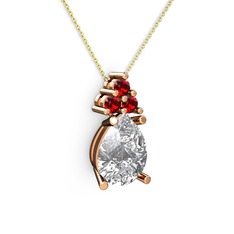 Madiva Kolye - Swarovski ve garnet 8 ayar rose altın kolye (40 cm altın rolo zincir) #68up3g