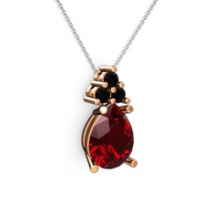 Madiva Kolye - Garnet ve siyah zirkon 925 ayar rose altın kaplama gümüş kolye (40 cm beyaz altın rolo zincir) #adyygn