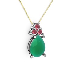 Madiva Kolye - Kök zümrüt ve kök yakut 925 ayar gümüş kolye (40 cm altın rolo zincir) #aybllo