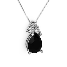 Madiva Kolye - Siyah zirkon ve swarovski 925 ayar gümüş kolye (40 cm gümüş rolo zincir) #c23h4u