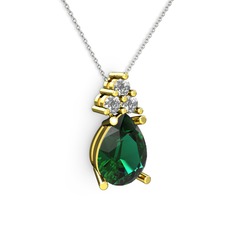 Madiva Kolye - Yeşil kuvars ve swarovski 18 ayar altın kolye (40 cm beyaz altın rolo zincir) #c8v393