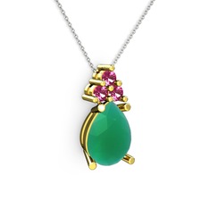 Madiva Kolye - Kök zümrüt ve rodolit garnet 18 ayar altın kolye (40 cm beyaz altın rolo zincir) #dpnwa