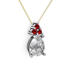 Madiva Kolye - Swarovski ve garnet 925 ayar gümüş kolye (40 cm gümüş rolo zincir) #e6mhp8