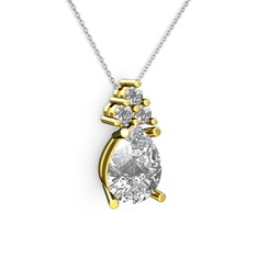 Madiva Kolye - Beyaz zirkon 8 ayar altın kolye (40 cm gümüş rolo zincir) #exgfnd