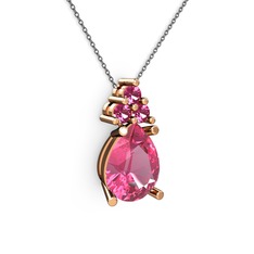 Madiva Kolye - Pembe kuvars ve rodolit garnet 925 ayar rose altın kaplama gümüş kolye (40 cm gümüş rolo zincir) #fhyopx