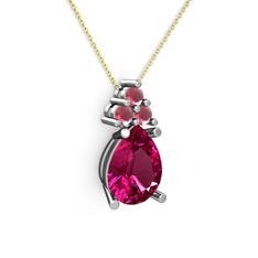 Madiva Kolye - Rodolit garnet ve kök yakut 925 ayar gümüş kolye (40 cm gümüş rolo zincir) #ictxq2