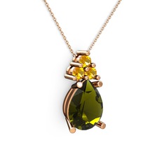 Madiva Kolye - Peridot ve sitrin 14 ayar rose altın kolye (40 cm gümüş rolo zincir) #inr9mg