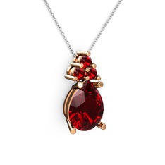 Madiva Kolye - Garnet 18 ayar rose altın kolye (40 cm beyaz altın rolo zincir) #j8x4mq