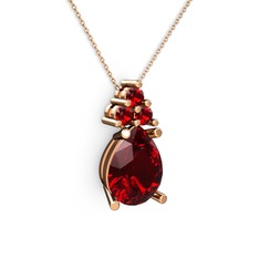 Madiva Kolye - Garnet 925 ayar rose altın kaplama gümüş kolye (40 cm gümüş rolo zincir) #jfoixo