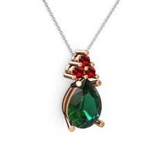 Madiva Kolye - Yeşil kuvars ve garnet 18 ayar rose altın kolye (40 cm beyaz altın rolo zincir) #kikb8