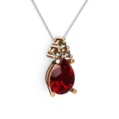 Madiva Kolye - Garnet ve dumanlı kuvars 8 ayar rose altın kolye (40 cm beyaz altın rolo zincir) #kuqjg7
