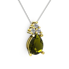 Madiva Kolye - Peridot ve swarovski 14 ayar altın kolye (40 cm gümüş rolo zincir) #lqbrlt