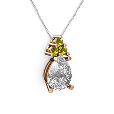 Madiva Kolye - Swarovski ve peridot 925 ayar rose altın kaplama gümüş kolye (40 cm gümüş rolo zincir) #lzlite