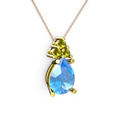 Madiva Kolye - Akuamarin ve peridot 18 ayar altın kolye (40 cm gümüş rolo zincir) #npzyx2