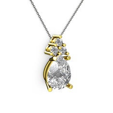 Madiva Kolye - Swarovski 8 ayar altın kolye (40 cm gümüş rolo zincir) #p64rwl