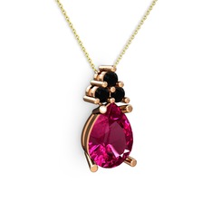 Madiva Kolye - Rodolit garnet ve siyah zirkon 925 ayar rose altın kaplama gümüş kolye (40 cm altın rolo zincir) #qu5im7