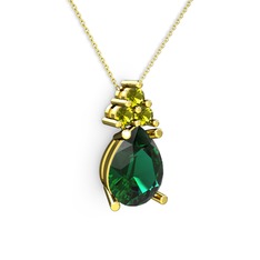 Yeşil kuvars ve peridot 925 ayar altın kaplama gümüş kolye (40 cm altın rolo zincir)
