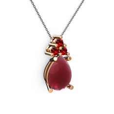 Madiva Kolye - Kök yakut ve garnet 18 ayar rose altın kolye (40 cm gümüş rolo zincir) #qxq4vh