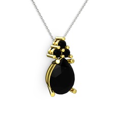Madiva Kolye - Siyah zirkon 8 ayar altın kolye (40 cm beyaz altın rolo zincir) #smigu9