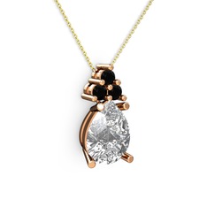 Madiva Kolye - Swarovski ve siyah zirkon 925 ayar rose altın kaplama gümüş kolye (40 cm altın rolo zincir) #unxllg