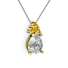 Madiva Kolye - Swarovski ve sitrin 14 ayar altın kolye (40 cm gümüş rolo zincir) #vq4d70