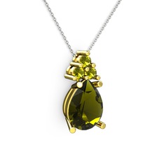 Madiva Kolye - Peridot 8 ayar altın kolye (40 cm beyaz altın rolo zincir) #w2zrr6