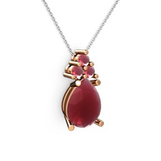 Kök yakut 14 ayar rose altın kolye (40 cm beyaz altın rolo zincir)