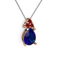 Madiva Kolye - Lab safir ve garnet 925 ayar rose altın kaplama gümüş kolye (40 cm gümüş rolo zincir) #yngoq5