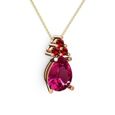 Madiva Kolye - Rodolit garnet ve garnet 8 ayar rose altın kolye (40 cm altın rolo zincir) #zvpdit