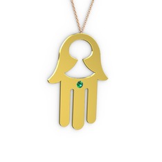 Fatma'nın Eli Kolye - Yeşil kuvars 14 ayar altın kolye (40 cm rose altın rolo zincir) #13w5ntx