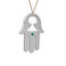 Fatma'nın Eli Kolye - Yeşil kuvars 925 ayar gümüş kolye (40 cm rose altın rolo zincir) #1dhqmx5