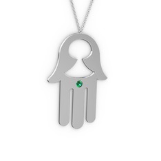 Fatma'nın Eli Kolye - Yeşil kuvars 925 ayar gümüş kolye (40 cm beyaz altın rolo zincir) #1paq9jc