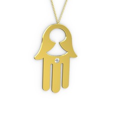 Fatma'nın Eli Kolye - Beyaz zirkon 18 ayar altın kolye (40 cm altın rolo zincir) #os1mya