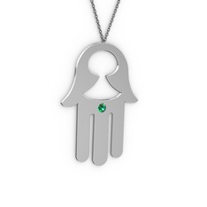 Fatma'nın Eli Kolye - Yeşil kuvars 925 ayar gümüş kolye (40 cm gümüş rolo zincir) #y49400
