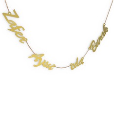 925 ayar altın kaplama gümüş kolye (4 karakterli el yazısı, 40 cm rose altın rolo zincir)