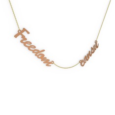 8 ayar rose altın kolye (2 karakterli el yazısı, 40 cm altın rolo zincir)
