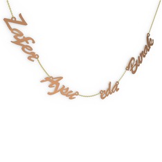Aile İsim Kolye - 8 ayar rose altın kolye (4 karakterli el yazısı, 40 cm gümüş rolo zincir) #1ljmuhs